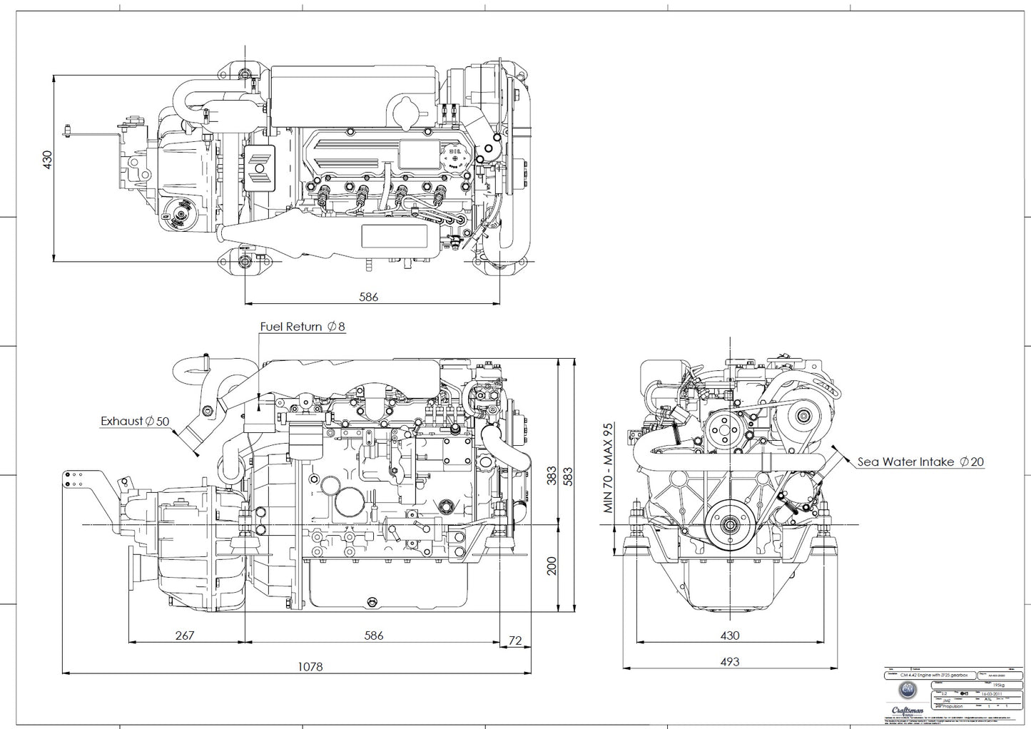 Craftsman CM4.42, 42 PS,  Innenborder Diesel ohne Panel